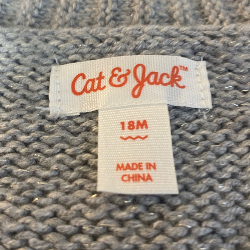 🎁NWT CAT & JACK Heather Gray Cardigan Sweater - Picture 3 of 6